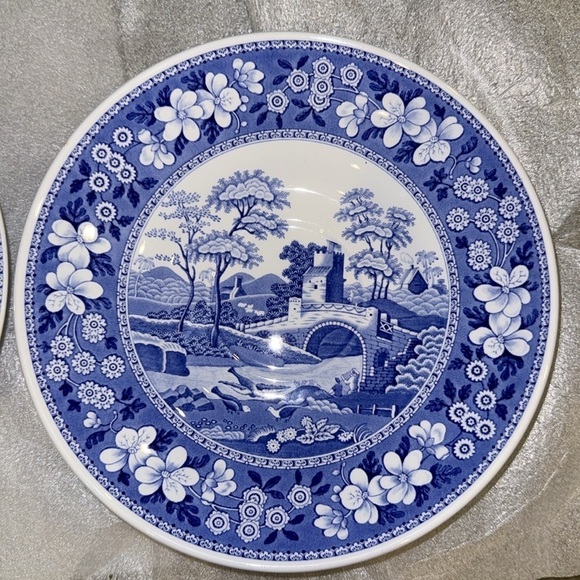 set of Two Spode Blue Italian Antique Tower Soup Bowl - Picture 2 of 6